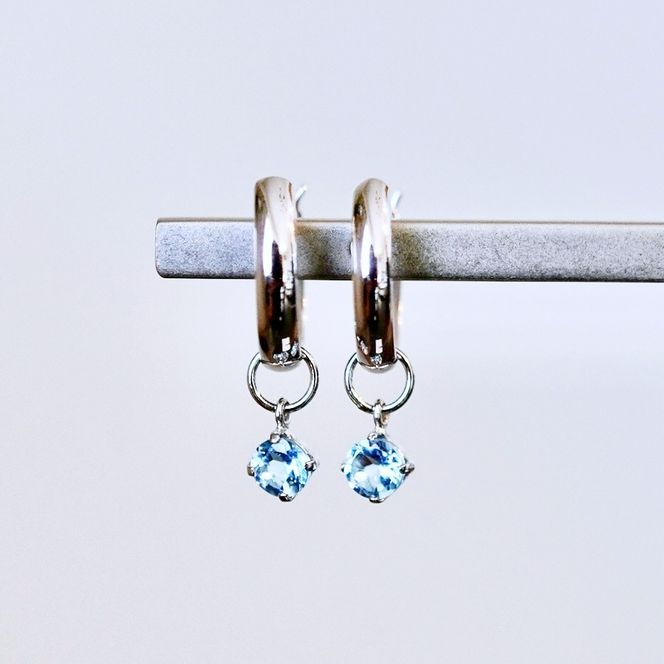 Pt900 プラチナ 2WAY ピアス 地金 ブルートパーズ フープピアス(直径10mm) 保証書付 SMK-5249 SWAD098-btp