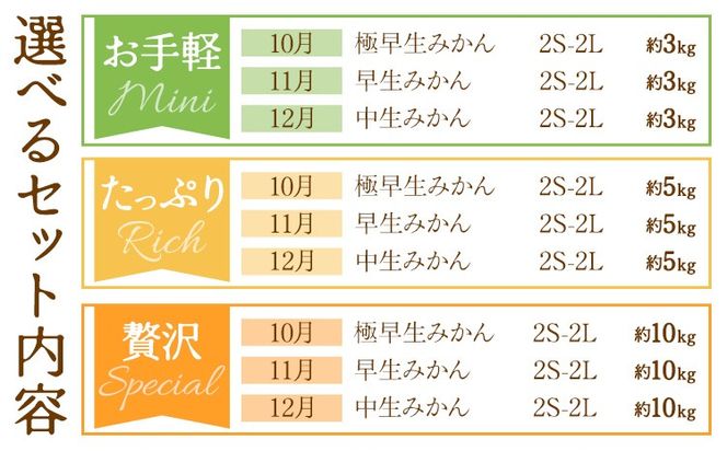 みかん 定期便 秀品 温州みかん 3ヶ月 選べる 内容量 計9kg 計15kg 計30kg 日本フルーツ株式会社《10月上旬-12月末頃出荷》熊本県 長洲町 ミカン 蜜柑 柑橘類 極早生 早生 中生 果物 フルーツ---sn_nfumtei_23000_mini_oct3---