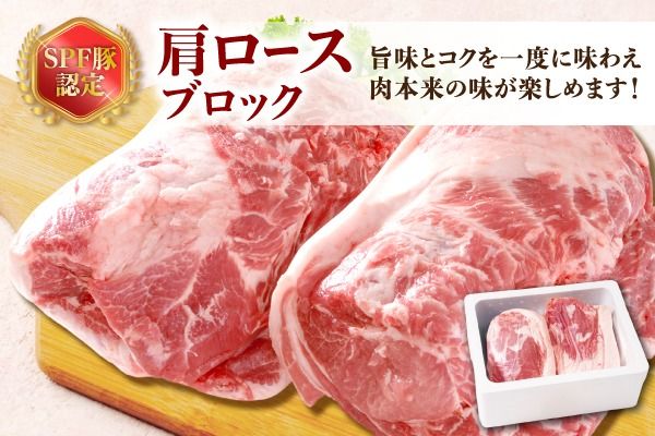 山形県庄内SPF豚 最上川ポーク肩ロースブロック 4kg（2kg×2） 国産 豚肉 冷蔵便