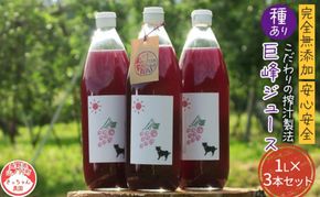 【完全無添加】【安心安全】【こだわりの搾汁製法】種あり巨峰ジュース300ml×4本セット【栽培期間中 除草剤・ネオニコチノイド系農薬・化学肥料不使用】 果実飲料 フルーツジュース 飲み物 グレープジュース