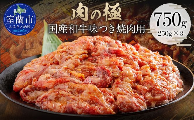 国産和牛味つき焼肉用 750g (250g×3)  MROBM013