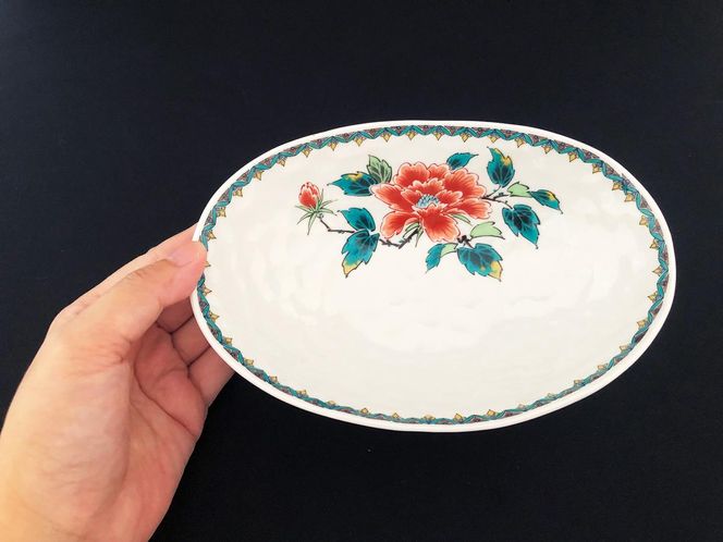 九谷焼　 6号たまご鉢　赤牡丹　a01 食器 キッチン雑貨 キッチンアイテム 雑貨 お皿 食卓 テーブルコーディネート 盛鉢 盛り付け 