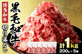 黒毛和牛 (博多和牛) 切り落とし 1.0kg(200g×5パック）【伊豆丸商店】_HA1511