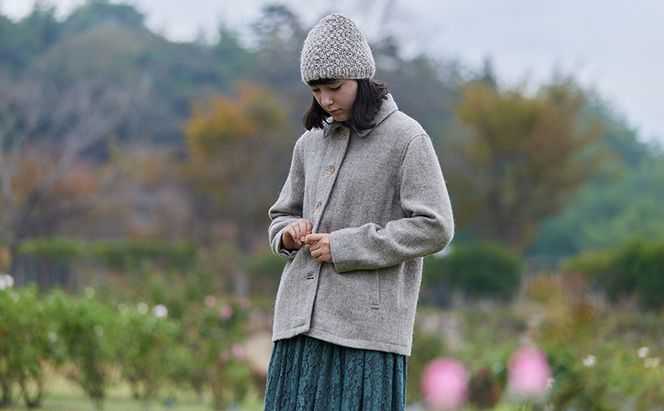 ツイード コート レディース フリーサイズ 国産 岡山 ウール アルパカ 服 ファッション アウター 