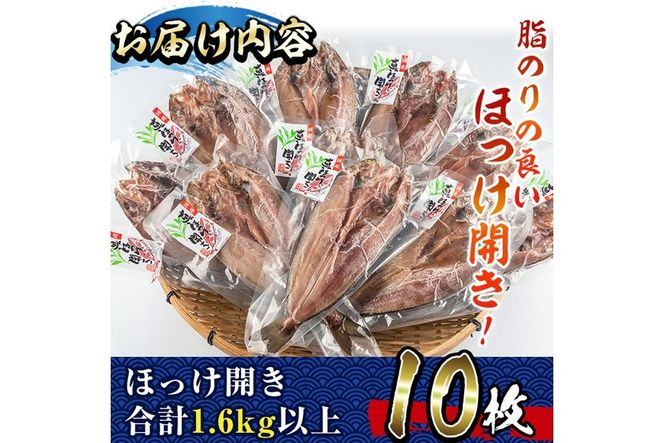国産ほっけ開き(10枚・計1.6kg以上)干物 セット 魚 魚介類 簡単 調理 冷凍【E-17】【水永水産】