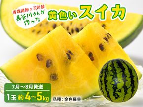 【先行予約2026年産】長谷川さんが作った黄色いスイカ 1玉 約4～5kg（品種：金色羅皇）7月～8月発送 青森県鰺ヶ沢町産 果物 フルーツ デザート 旬の果物 おやつ 