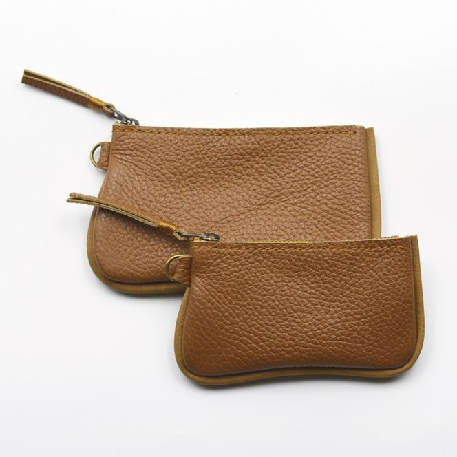 益子の革工房maharoのファスナーコインケース・カードケースセット　キャメル｜栃木県 益子町 ふるさと納税 コインケース カードケース 2個セット 牛革 手作り（AX133-7）