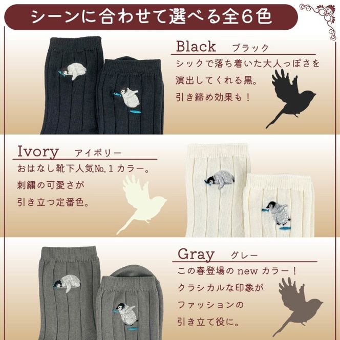 おはなし靴下 ギフトボックス ペンギン レディース グリーン