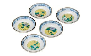 九谷焼　3号皿揃 　吉田屋草花　(5枚セット） a01 食器 キッチン雑貨 キッチンアイテム 雑貨 小物 お皿 丸皿 豆皿 食卓 テーブルコーディネート 