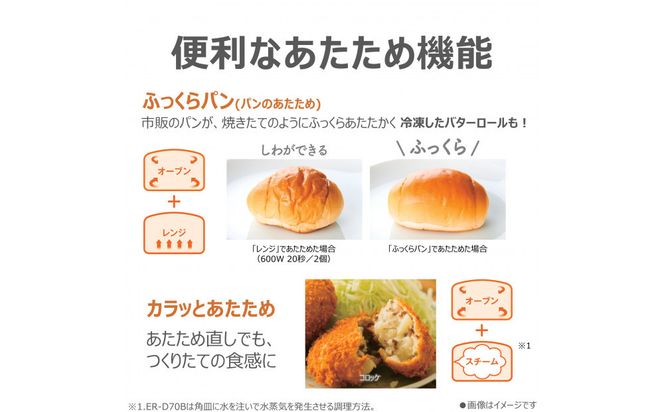 東芝 石窯ドーム 角皿式 スチームレンジ ER-60B(W) 23L ホワイト オーブン１段 本格調理 おまかせ調理 簡単 時短 お好み温度 あたため お肉 魚 冷凍食品 レトルト パン 家電 調理家電 キッチン家電 レンジ TOSHIBA 人気 おすすめ ヘルシー 141305_KV67