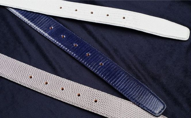 ベルト SAKURA WAQS 匠リザードベルト33ミリ ( 紺 グレー 白 ) 革 革製品 皮革製品 ファッション 小物 高級 リザード 吟ズリ加工 高級仕立て カジュアル 手づくり 