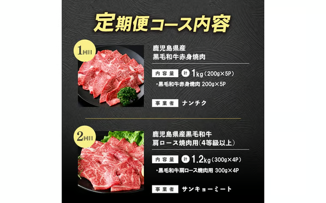 【定期便全3回】鹿児島県産黒毛和牛 焼肉 食べ比べコース！志布志うんまか定期便 t0070-011
