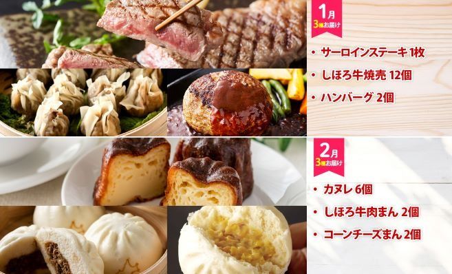 定期便 北海道 しほろ贅沢セット 全8回 しほろ牛 ステーキ 切り落とし シチュー 牛丼 コンビーフ ハンバーグ メンチカツ コロッケ ソーセージ ジンギスカン ポテト 肉まん 焼売 麻婆豆腐 とうきび ご飯の素 アイス スイーツ 送料無料 十勝 士幌町 【L906】