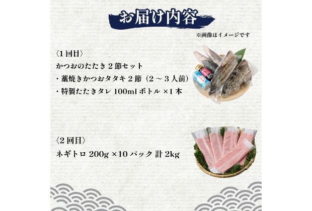 【 全2回定期便 】ネギトロ と カツオ の 定期便 海鮮 鮪 鰹 定期 セット まぐろ カツオのたたき ネギトロ 中トロ 刺身 海鮮 鰹 冷凍 魚 海産物 魚介類 高知県 まぐろたたき 鮪 藁焼き わら焼き タカシン定期便 海鮮定期便 頒布会
