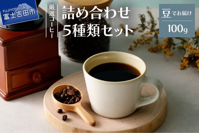 厳選コーヒー フレスカ詰め合わせセット【豆】 コーヒー 飲み比べ 5種 セット 自家焙煎 珈琲 フレスカ 山梨 富士吉田
