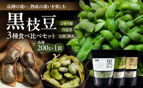 農林水産大臣官房長賞受賞記念　兵庫の黒枝豆食べ比べセット　限定100セット 「ひかり姫の黒枝豆」・「丹波黒の黒枝豆」・「完熟黒枝豆」(冷凍) 3P