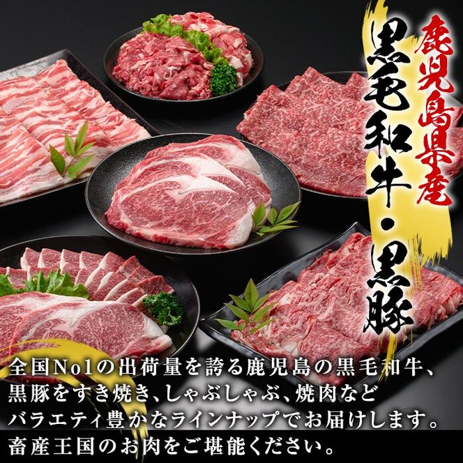＜定期便・全6回(偶数月)＞鹿児島県産黒毛和牛・黒豚定期便(総量約5.2kg)国産 九州産 鹿児島産 牛肉 国産牛 豚肉 サーロイン ステーキ 切り落とし 切落し カルビ 焼肉 焼き肉 焼肉セット 黒豚 バラ肉 すき焼き しゃぶしゃぶ 頒布会【スターゼン】akn042-28