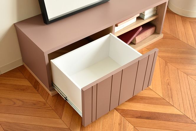 ロモ 107 ローボード BR【ブラウン 完成品 くすみカラー テレビ台 おしゃれ アクセント家具】(H062404)
