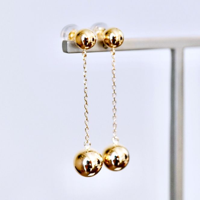 K18(18金) イエローゴールド 地金 ボール チェーン ピアス 保証書付 M912-1 242-025-b