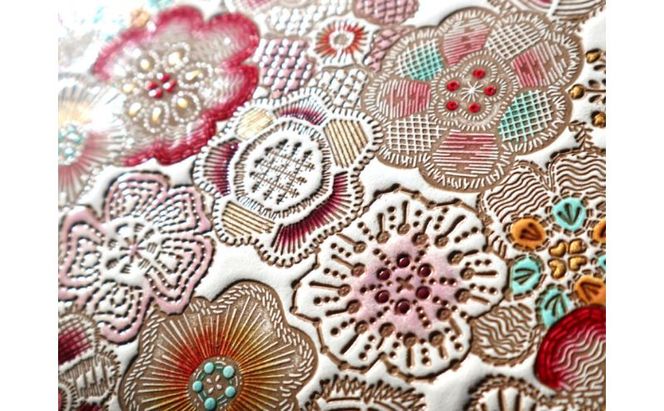 【文庫屋大関】パーソナルホルダー　春らんまん＜茜＞【皮革工芸品】 民芸品 雑貨 日用品 花柄 花デザイン 