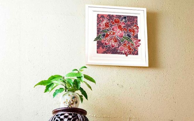 【宏次染工房 / 沖縄県認定工芸士 金城宏次】紅型額装 『ブーゲンビリア』 絵画 額入り 伝統工芸品 おしゃれ 沖縄市 / コザ工芸館ふんどぅ[BCAU009]