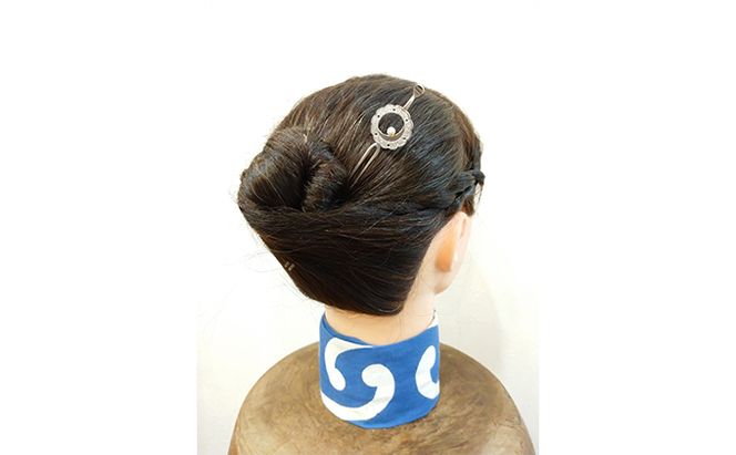 かんざし 平打ち簪 雪輪に月うさぎ かざり工芸三浦 髪飾り ヘアアクセサリー 和装 普段使い アクセサリー 民芸品 工芸品 伝統工芸品 おしゃれ かわいい 東京 東京都 墨田区