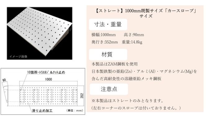 【ストレート】既製サイズ「カースロープ」(1000mm)	