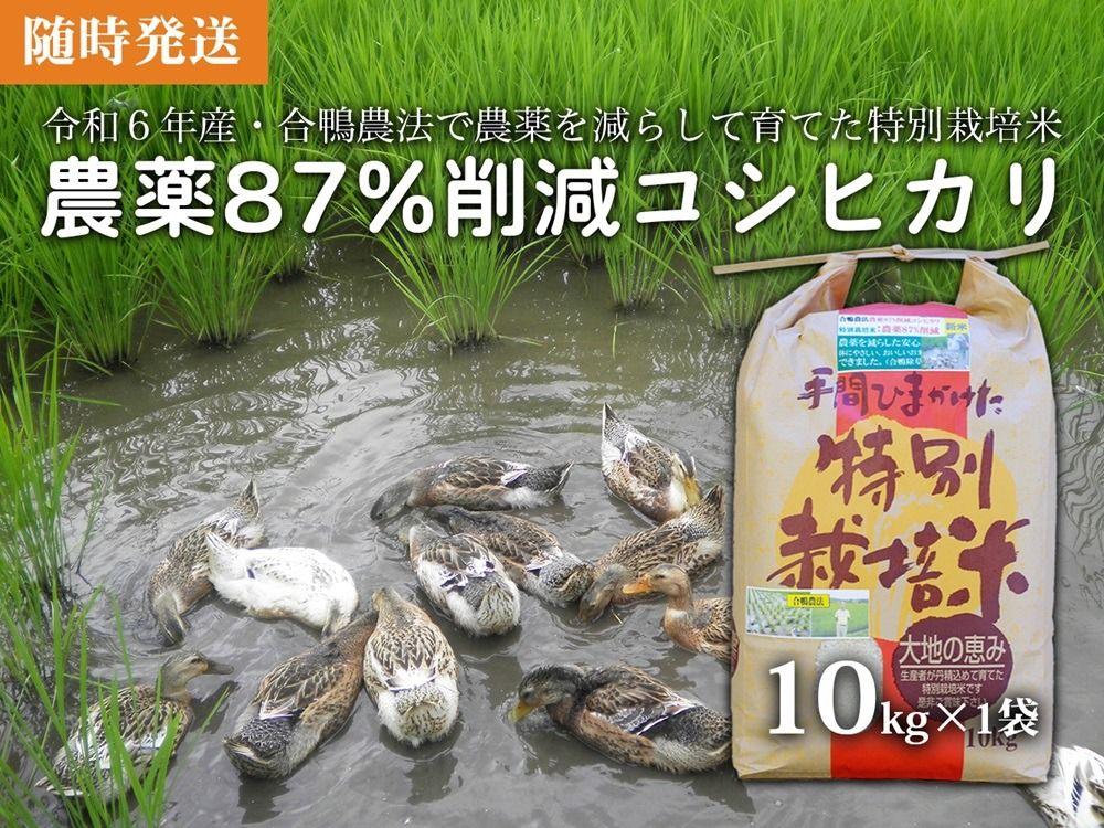 [令和6年産米][新米]農薬87%削減 コシヒカリ米 合鴨農法 10kg(特別栽培米、旧名:会津磐梯山黄金米)