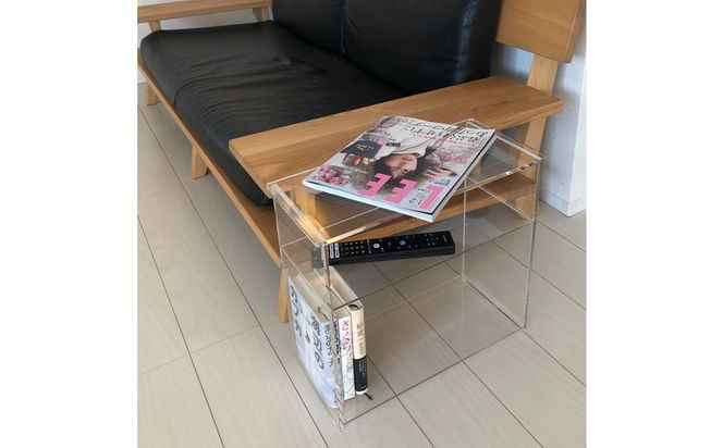 棚付きアクリルサイドテーブル　1台　川崎市自社工場一貫生産品 141305_MH13