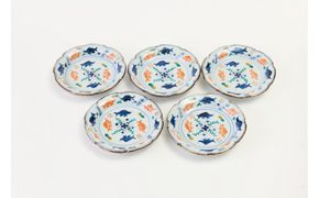 5寸リンカ型皿揃　魚藻文（5枚組） 172111_CY19005