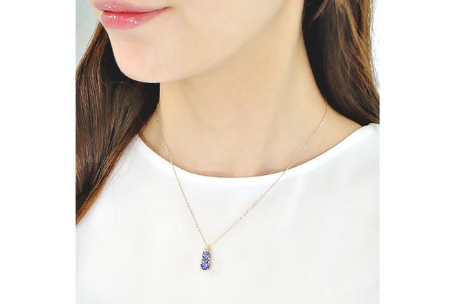 ネックレス K18YG イエローゴールド 大粒 タンザナイト 1.5ct ラウンド ダブルサークル ペンダント【f206-k18yg】 [株式会社オーダーメイドジュエリーメイ 山梨県 韮崎市 20743763] アクセサリー アクセ  ジュエリー レディース