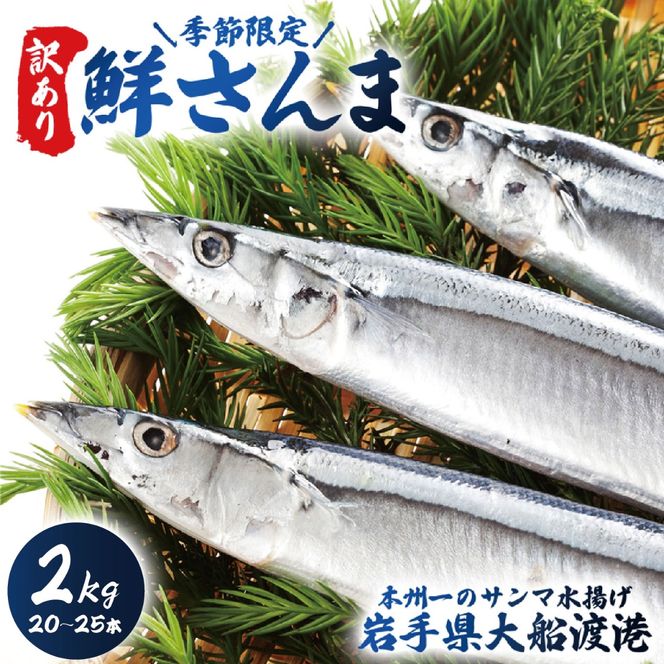 【 2026 先行予約 】訳あり 鮮さんま 2kg 20~25本 大船渡産 岩手 さかな おさかな 魚 鮮魚 新鮮 生魚 焼き魚 FISH ごはん 夕飯 おかず おつまみ 晩酌 米 丼 海産物 海鮮 魚介 魚介類 大船渡 三陸 岩手県 国産 ごはん 夕飯 おかず 米 丼 三陸 10000円 1万円 [oikawa015_y]