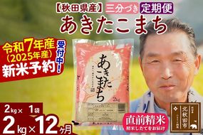 令和7年産《定期便12ヶ月》秋田県産 あきたこまち 2kg【3分づき】(2kg小分け袋) 2025年産 お届け時期選べる お届け周期調整可能 隔月に調整OK お米 おおもり [おおもり 秋田 お米 あきたこまち 米どころ 東北 北秋田市 定期便 毎月お届け]|oomr-50112
