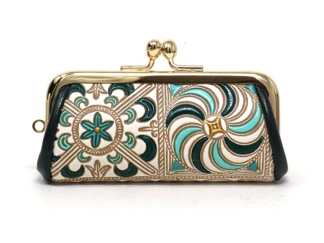 【文庫屋大関】印鑑ケース　錦紗＜緑＞【皮革工芸品】 ファッション小物 民芸品 