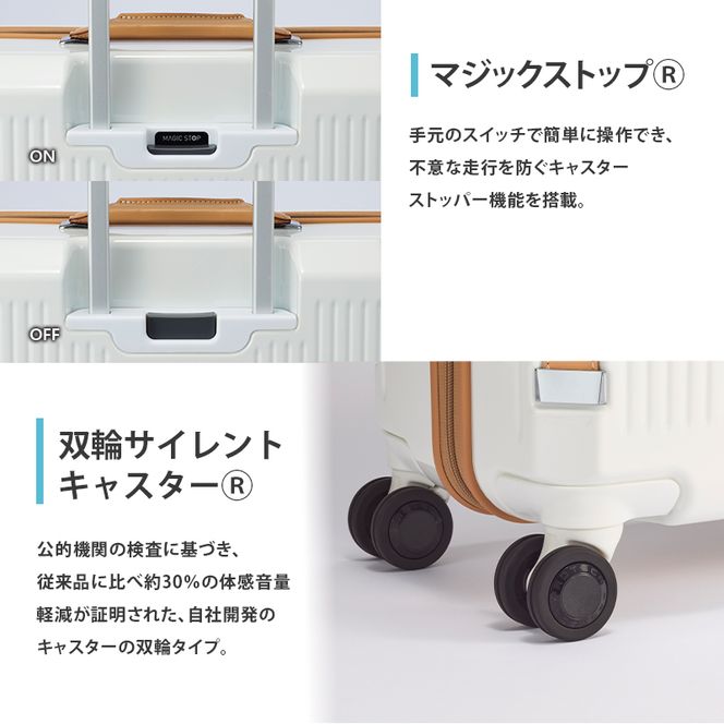 PRESTY 48 TR 02431 (06 ホワイト) スーツケース 国産 日本製 34L キャリー バッグ 機内持ち込み 双輪 キャスターストッパー 出張 短期旅行 PROTECA 北海道 赤平市