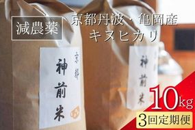 【令和7年産】新米 先行予約 10kg ×3回 京都・神前米 キヌヒカリ 10kg× 3ヶ月 計30kg ☆精米したてをお届け※2025年9月下旬以降順次発送 ≪減農薬 自家栽培米 生産農家 直送 米 精米 クリーン白米≫