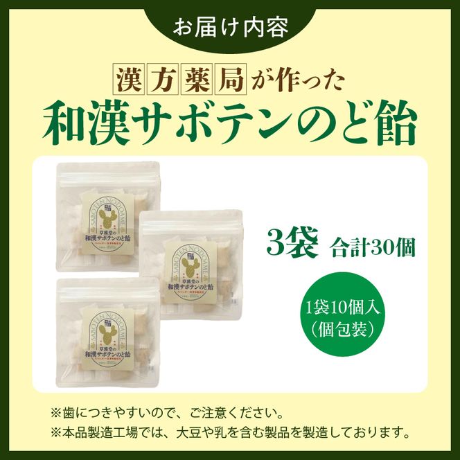 和漢サボテンのど飴　3袋 ［103S14］ 和漢 サボテン のど飴 草漢堂 オリジナル サボテンパウダー入り ノンシュガー 着色料不使用 個包装 島川あめ店 コラボ 飴 キャンディー おかし お取り寄せ 愛知県 小牧市 送料無料