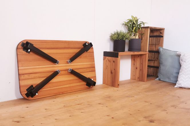 折りたたみローテーブル トースト型 Sサイズ (天然木／完成品) 木目が美しい横はぎ材使用｜新星金属製作所 大阪府 守口市 ナチュラル テーブル 折りたたみ ローテーブル リビング 子供 子供部屋 おしゃれ 家族 [2508]