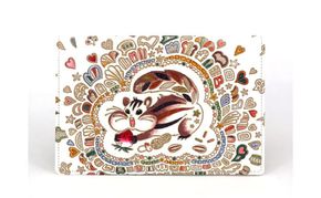 【文庫屋大関】パーソナルホルダー　くいしんぼリス【皮革工芸品】 民芸品 雑貨 日用品 文房具 革小物 革製品 ファイル ケース 