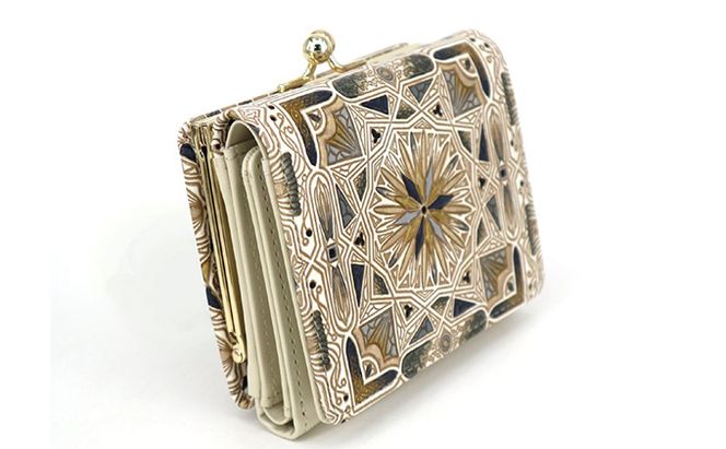 【文庫屋大関】三つ折りミニ財布　カロ（ブラック）【皮革工芸品】 ファッション 小物 民芸品 お札 カード 小銭 手のひらサイズ コンパクト 大人 タイル 牛革 手作り 国産 