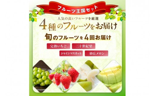 【先行予約／フルーツ定期便4回】旬の果物厳選！京丹後フルーツ王国セット（完熟イチゴ・メロン・シャインマスカット・二十世紀梨）（2027年2月中旬～発送）