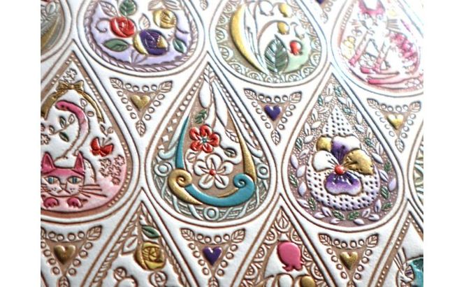 【文庫屋大関】パーソナルホルダー　花と猫＜ミックス＞【皮革工芸品】 民芸品 雑貨 日用品 ファイル 多用途 牛革 