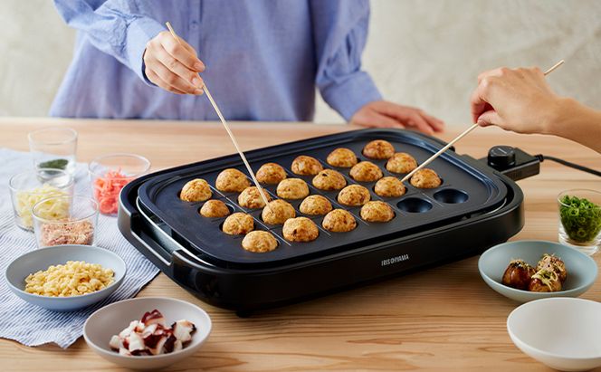 美品大型ホットプレート　たこ焼き付き ホットプレート 大型 3枚 プレート ブラック アイリスオーヤマ