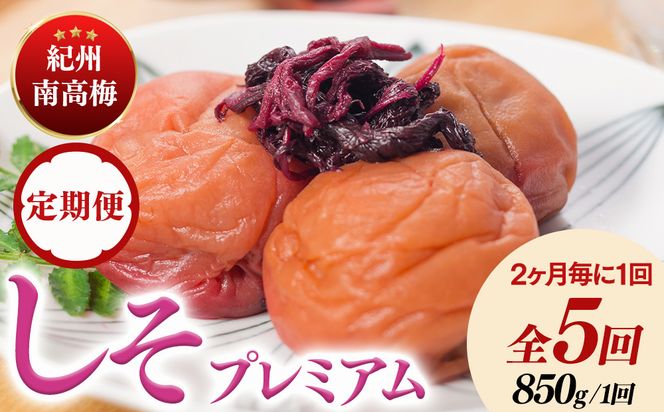 【定期便/2か月ごと/全5回】紀州南高梅しそプレミアム塩分約6％（850g）