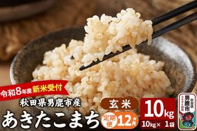 【定期便12ヶ月】 あきたこまち ＜令和8年産 新米受付＞ 玄米 10kg（10kg×1袋） 吉運商店 [新米 先行受付 米 こめ コメ 玄米 あきたこまち 秋田県 男鹿市]|23_ysu-221012s