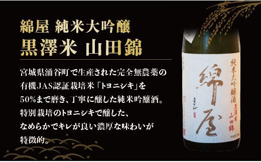 日本酒 綿屋 純米大吟醸 黒澤米 山田錦 1800ml / 酒 お酒 アルコール 日本酒 銘酒 純米酒 【saijo4】