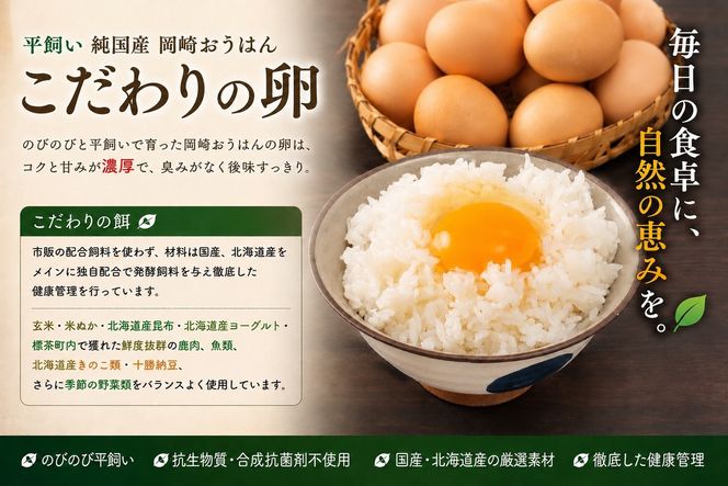 【限定50セット】標茶の恵み「平飼い 純国産 岡崎おうはん　こだわりの卵１箱 10個入り1セット」 016641_BT002