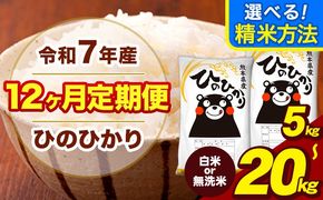 令和7年産 【12ヶ月定期便】 無洗米 も選べる 白米 米 ひのひかり 5kg 10kg 15kg 20kg 《お申込み翌月から出荷》熊本県 大津町 国産 熊本県産 白米 精米 無洗米 送料無料 ヒノヒカリ こめ お米---hn7tei_150000_5kg_mo12_oz_h---