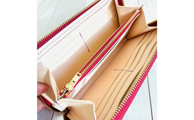 財布 大容量 ロングウォレット パープルｘダルメシアン 長財布 革 レザー 牛革 小銭入れ 札入れ 一点モノ ダルメシアン ギフト 日用品 雑貨 日進市 愛知県