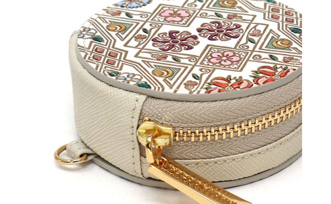 【文庫屋大関】マカロンポーチ 花菱【皮革工芸品】 ポーチ ミニポーチ 小物入れ アクセサリー入れ イヤホン入れ 収納 保管ケース 手のひらサイズ  本革 革 皮革 工芸品 工芸 雑貨 ギフト プレゼント 日本製 東京